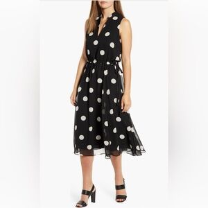 Anne Klein Black and White Sleeveless Midi Sundress
